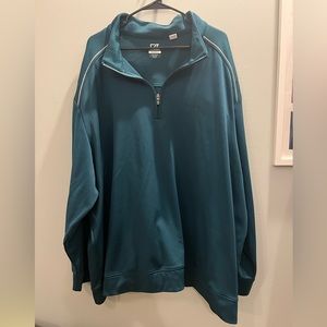 Cutter & Buck green Traverse Stretch Quarter Zip Mens Teal Pullover. Size 4XL.